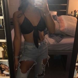 Satin Forever 21 Black crop top